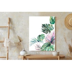 Poster Botanisches Muster Aus Aquarell-Monstera Und Palmblättern