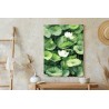 Poster Weiße Blüten Zwischen Grünen Lotusblättern