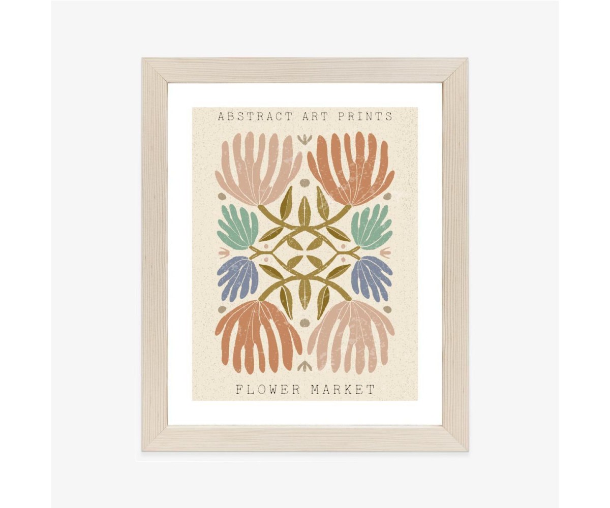 Poster Minimalistische Bunte Boho-Blumen