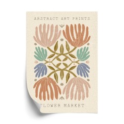 Poster Minimalistische Bunte Boho-Blumen