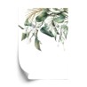 Poster Weiße Blumen Auf Grünen Aquarellzweigen
