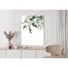 Poster Weiße Blumen Auf Grünen Aquarellzweigen