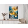 Poster Abstrakte Goldene Blätter Auf Blauem Hintergrund