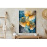 Poster Abstrakte Goldene Blätter Auf Blauem Hintergrund