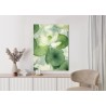 Poster Weiße Lotusblume Und Grüne Blätter Aquarell