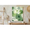 Poster Weiße Lotusblume Und Grüne Blätter Aquarell