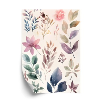 Poster Bunte Blätter Mit Aquarell Bemalt
