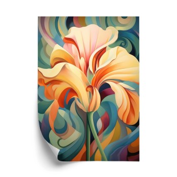 Poster Iris Auf Einem Farbenfrohen Abstrakten Hintergrund