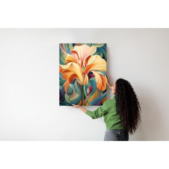 Poster Iris Auf Einem Farbenfrohen Abstrakten Hintergrund