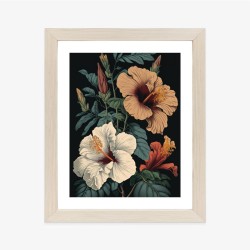 Poster Hibiskusblüten Und Grüne Blätter