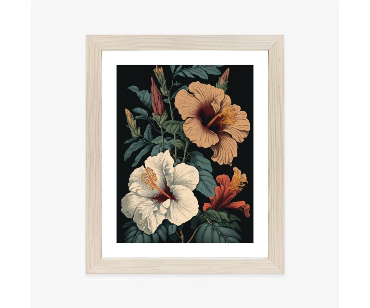 Poster Hibiskusblüten Und Grüne Blätter