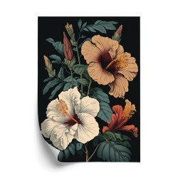 Poster Hibiskusblüten Und Grüne Blätter