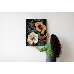 Poster Hibiskusblüten Und Grüne Blätter