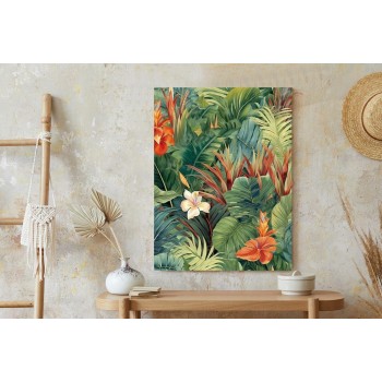 Poster Bunte Pflanzen Und Blumen Tropisches Muster