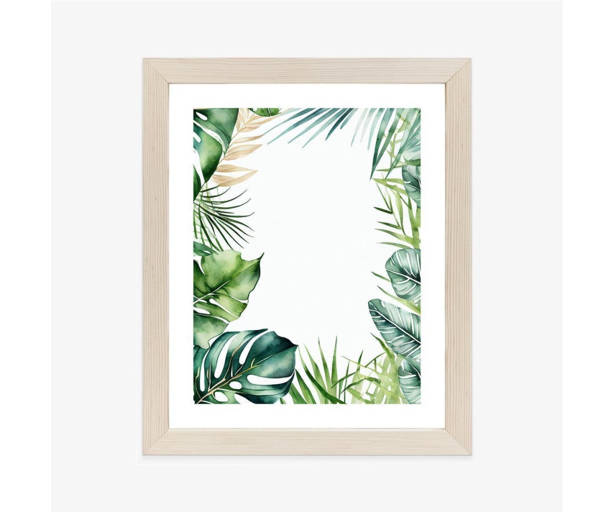 Poster Tropische Grüne Aquarellblätter