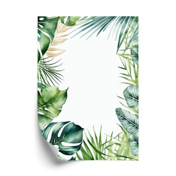 Poster Tropische Grüne Aquarellblätter