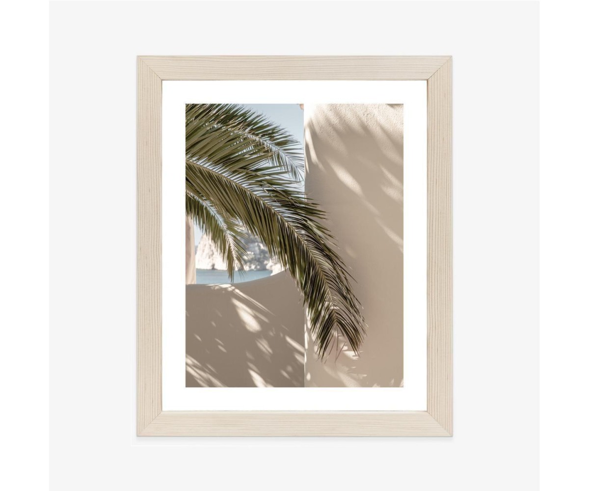 Poster Palmblätter Mit Schatten Auf Einer Beigen Wand