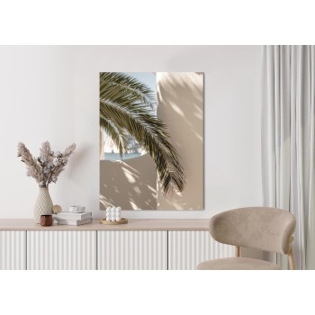 Poster Palmblätter Mit Schatten Auf Einer Beigen Wand