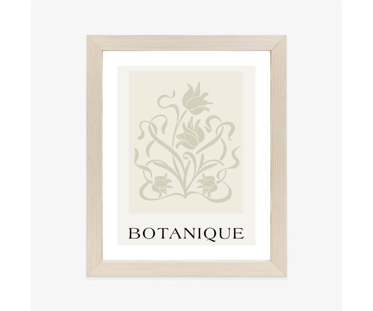 Poster Botanische Beige Blätter Und Blüten