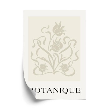 Poster Botanische Beige Blätter Und Blüten