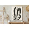 Poster Große Schwarze Blätter Und Blüten Im Matisse-Stil
