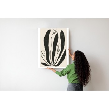 Poster Große Schwarze Blätter Und Blüten Im Matisse-Stil