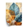Poster Goldene Und Blaue Aquarellblätter