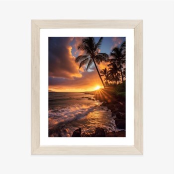 Poster Tropische Insel Mit Palmen Und Sonnenuntergang