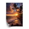 Poster Tropische Insel Mit Palmen Und Sonnenuntergang