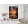 Poster Tropische Insel Mit Palmen Und Sonnenuntergang