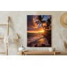 Poster Tropische Insel Mit Palmen Und Sonnenuntergang