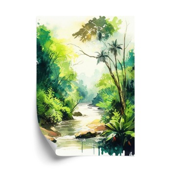 Poster Dschungel Aus Palmen Und Fluss