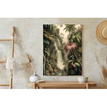 Poster Dschungelpalmen Und Tropische Tiere