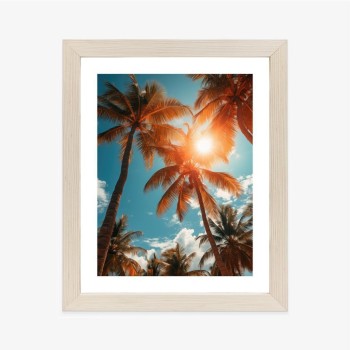 Poster Die Sonne Scheint Durch Hohe Palmen