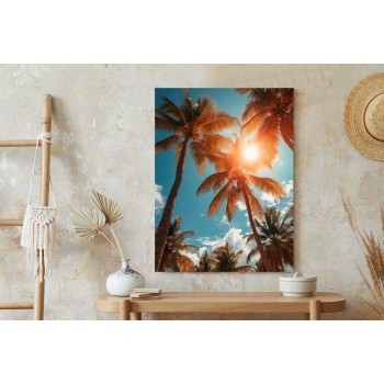 Poster Die Sonne Scheint Durch Hohe Palmen