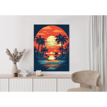 Poster Sommerstrand Mit Palmen Und Meer