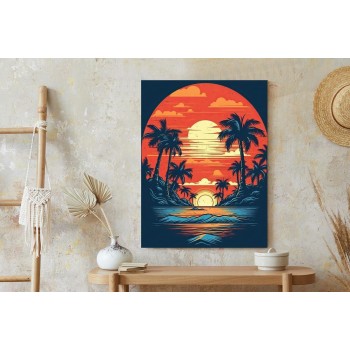 Poster Sommerstrand Mit Palmen Und Meer