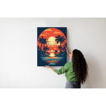 Poster Sommerstrand Mit Palmen Und Meer