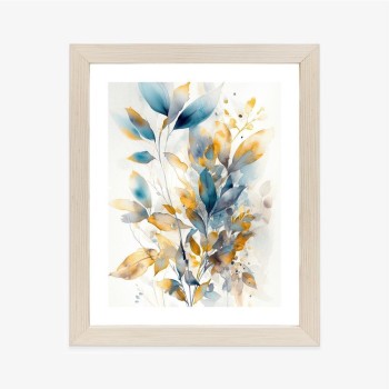 Poster Wunderschöne Transparente Goldblaue Blätter
