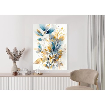 Poster Wunderschöne Transparente Goldblaue Blätter