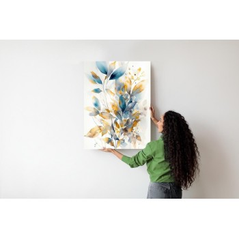 Poster Wunderschöne Transparente Goldblaue Blätter
