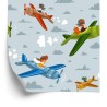 Tapete Kinder In Bunten Flugzeugen