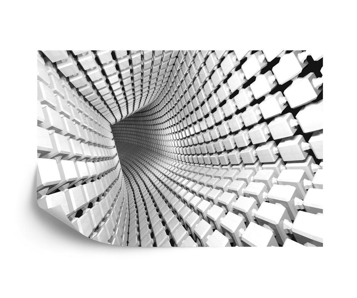 Fototapete Abstract Geometric Background With A Tunnel Going To Perspective. 3D Render