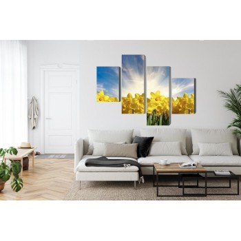Mehrteiliges Bild 3D Narzissenfeld
