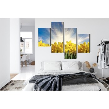 Mehrteiliges Bild 3D Narzissenfeld