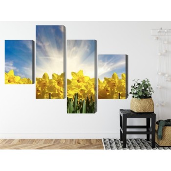 Mehrteiliges Bild 3D Narzissenfeld