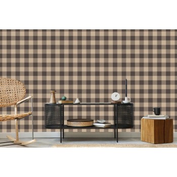Tapete Modischer Vintage Check In Braun Und Beige