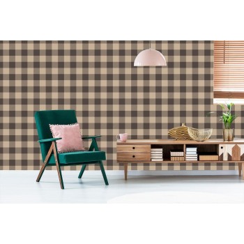 Tapete Modischer Vintage Check In Braun Und Beige