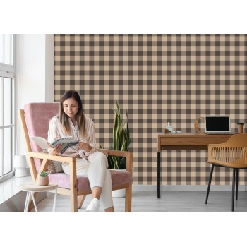 Tapete Modischer Vintage Check In Braun Und Beige
