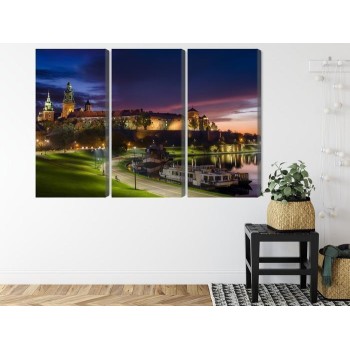 Mehrteiliges Bild Königsschloss Wawel Bei Sonnenaufgang